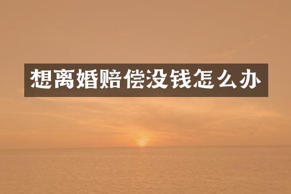 想离婚赔偿没钱怎么办
