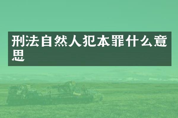 刑法自然人犯本罪什么意思
