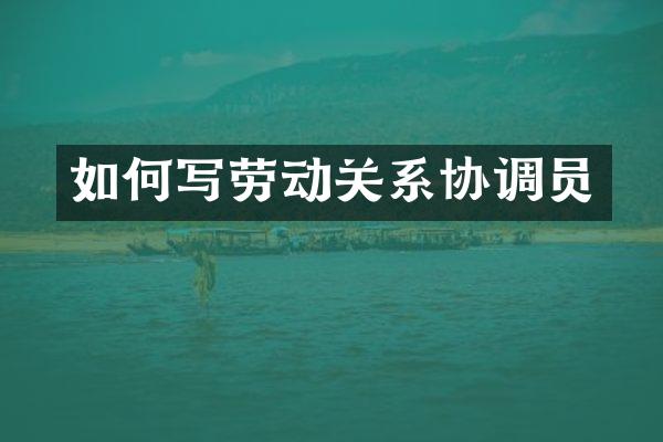 如何写劳动关系协调员