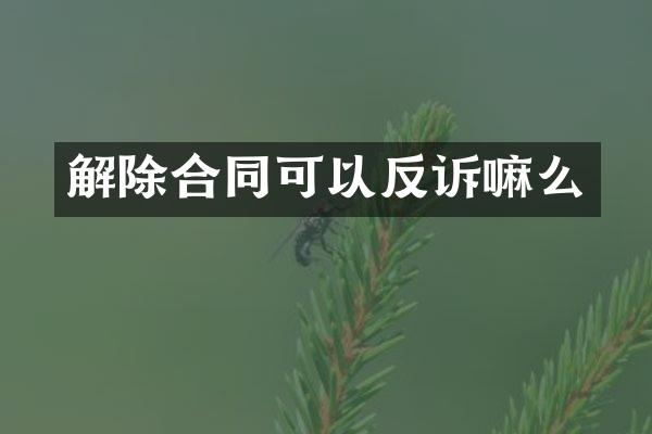 解除合同可以反诉嘛么