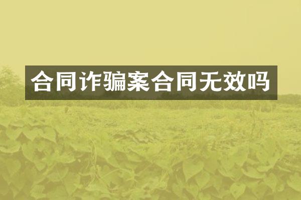合同诈骗案合同无效吗