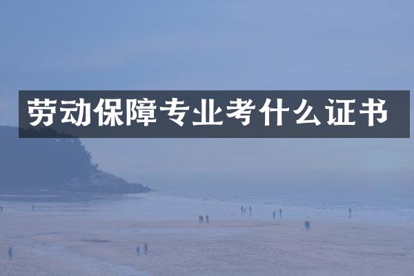 劳动保障专业考什么证书