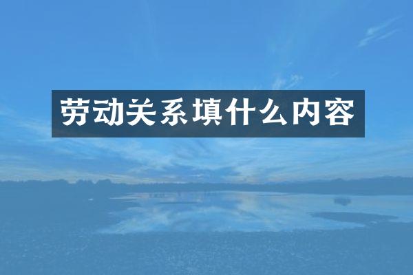 劳动关系填什么内容