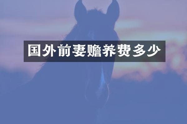 国外前妻赡养费多少