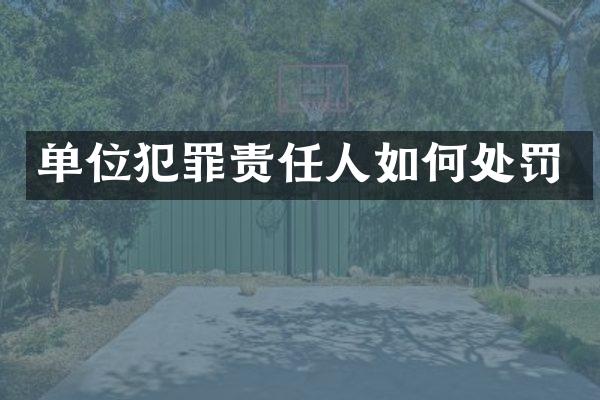 单位犯罪责任人如何处罚