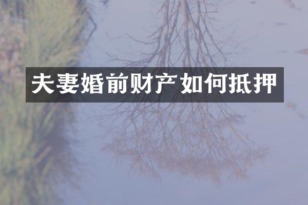 夫妻婚前财产如何抵押
