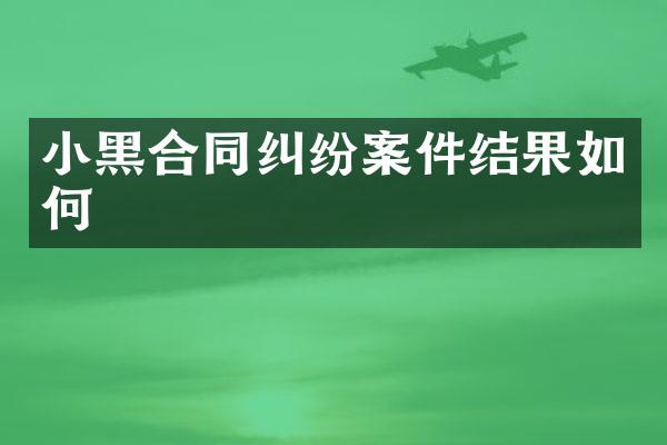 小黑合同纠纷案件结果如何