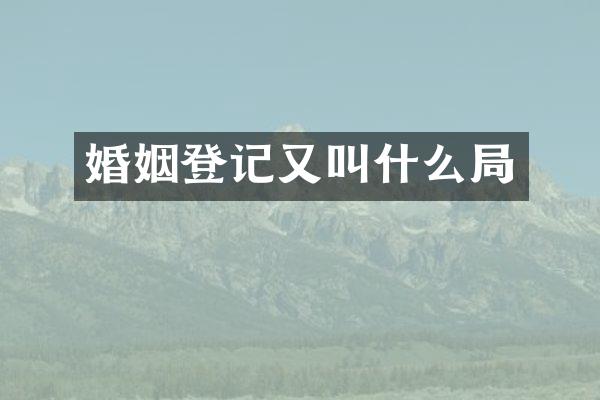 婚姻登记又叫什么局