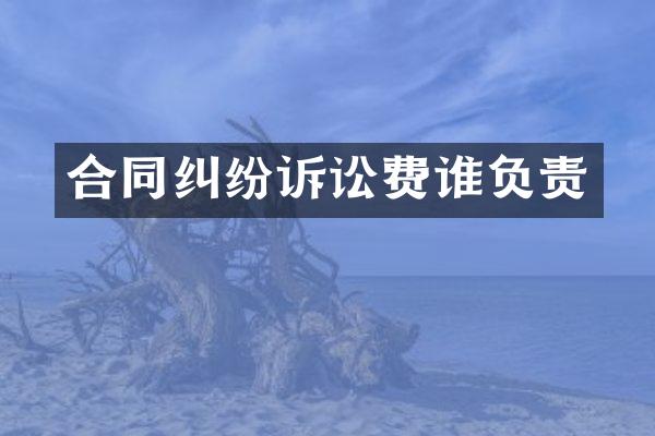 合同纠纷诉讼费谁负责