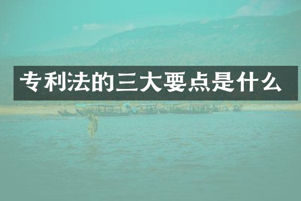 专利法的三大要点是什么