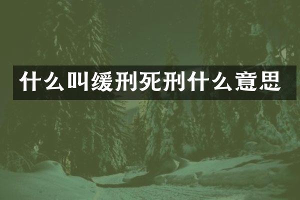 什么叫缓刑死刑什么意思