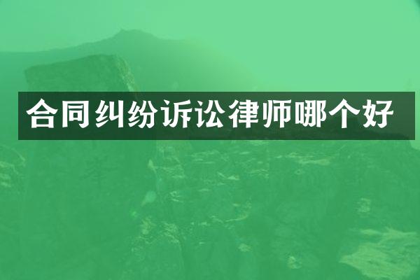 合同纠纷诉讼律师哪个好