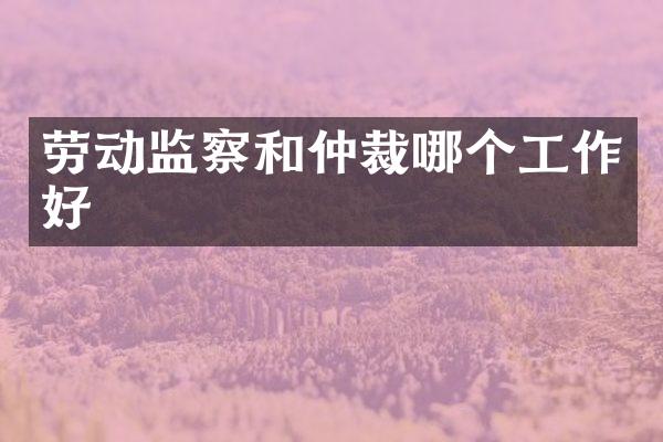 劳动监察和仲裁哪个工作好