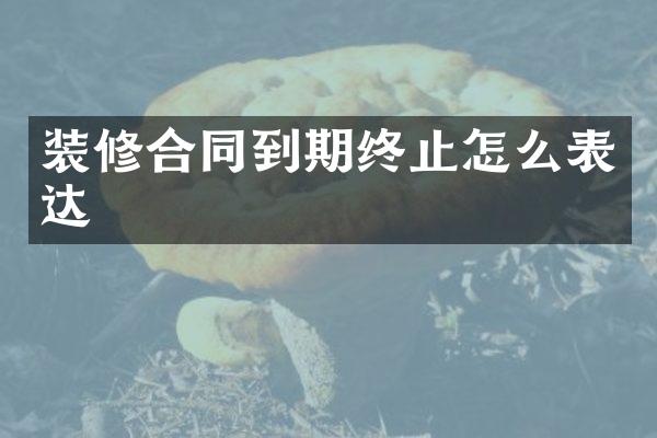 装修合同到期终止怎么表达