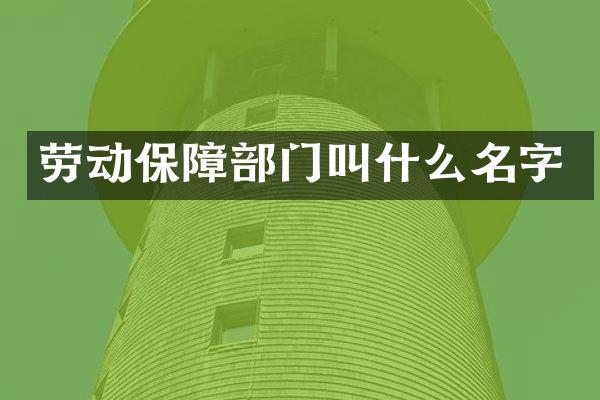 劳动保障部门叫什么名字