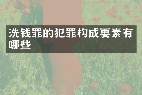 洗钱罪的犯罪构成要素有哪些
