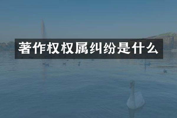 著作权权属纠纷是什么