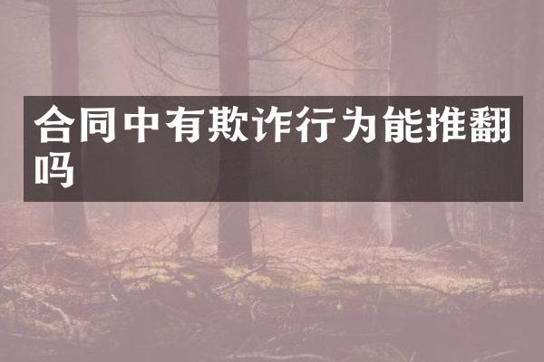 合同中有欺诈行为能推翻吗
