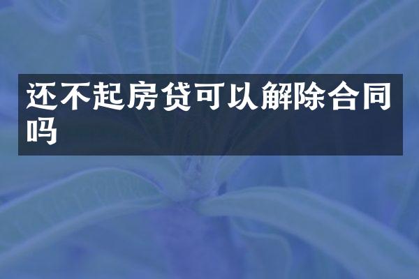 还不起房贷可以解除合同吗