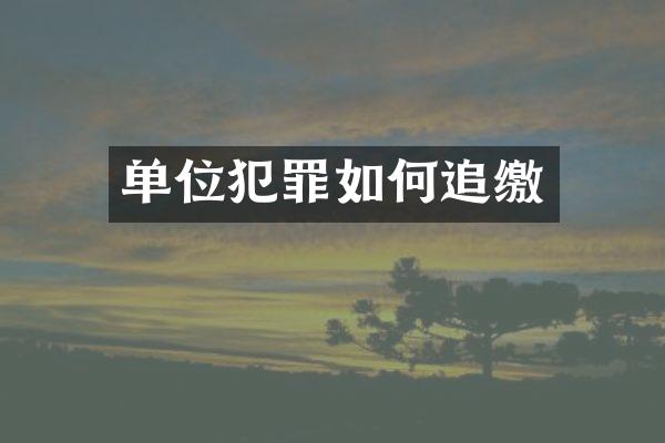 单位犯罪如何追缴