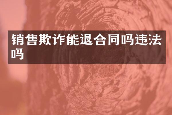 销售欺诈能退合同吗违法吗
