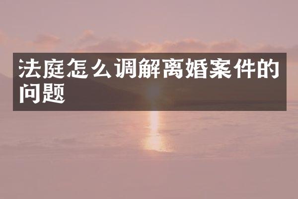 法庭怎么调解离婚案件的问题