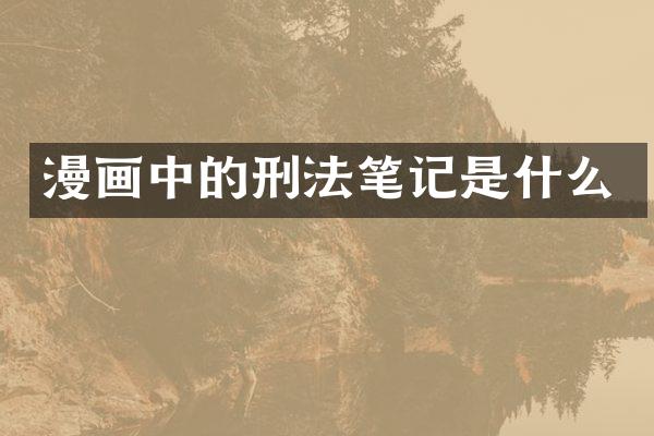 漫画中的刑法笔记是什么
