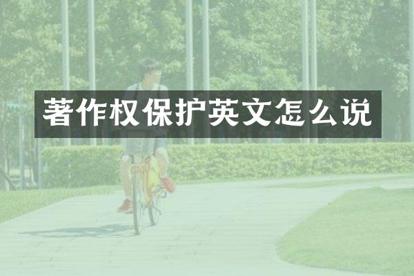 著作权保护英文怎么说