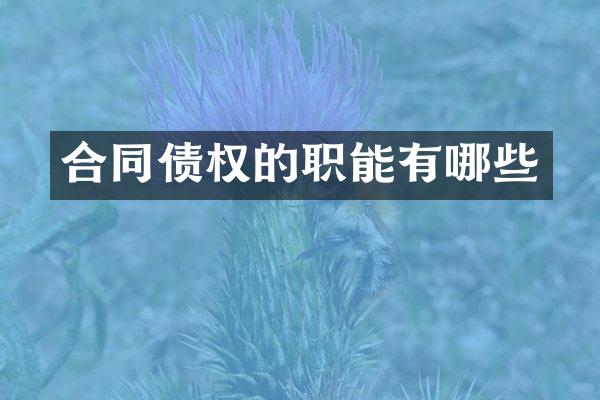 合同债权的职能有哪些