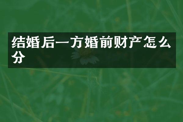 结婚后一方婚前财产怎么分