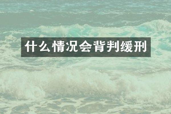 什么情况会背判缓刑