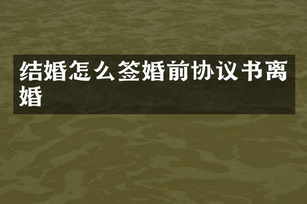 结婚怎么签婚前协议书离婚