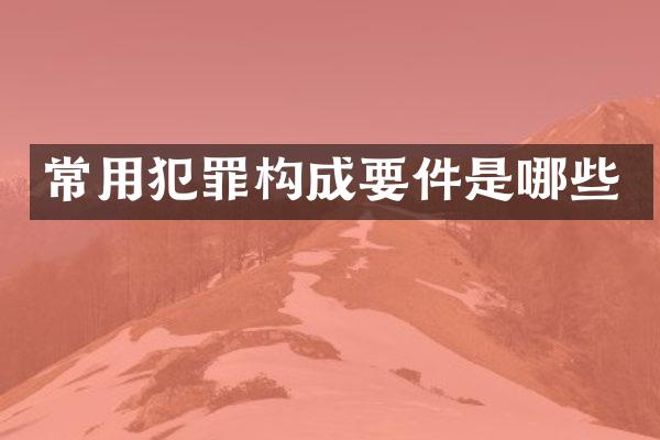 常用犯罪构成要件是哪些