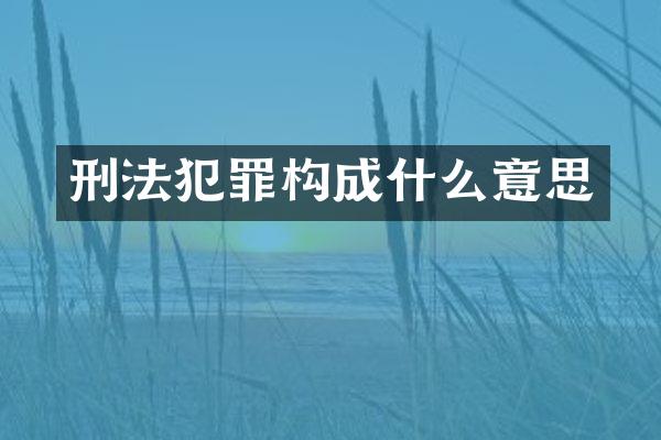 刑法犯罪构成什么意思