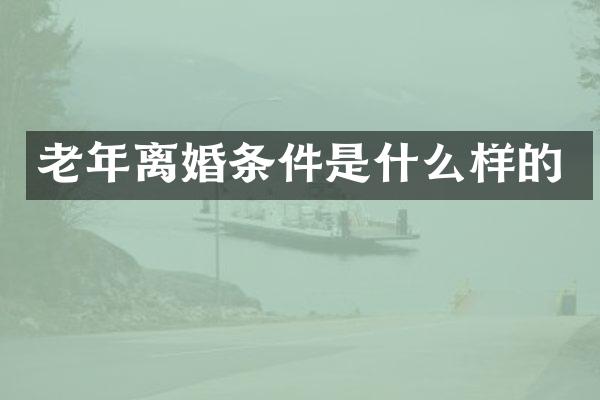 老年离婚条件是什么样的