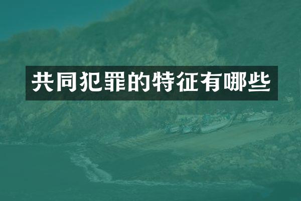 共同犯罪的特征有哪些