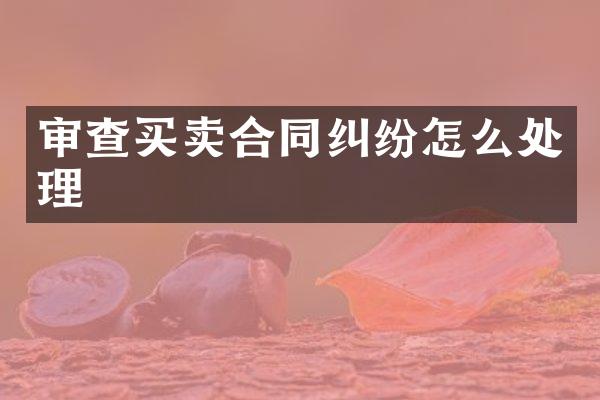 审查买卖合同纠纷怎么处理