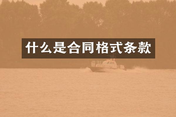 什么是合同格式条款
