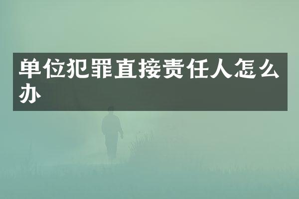 单位犯罪直接责任人怎么办