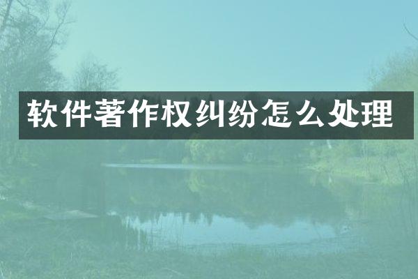 软件著作权纠纷怎么处理