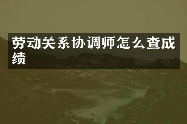 劳动关系协调师怎么查成绩