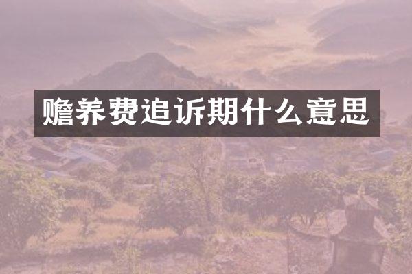 赡养费追诉期什么意思