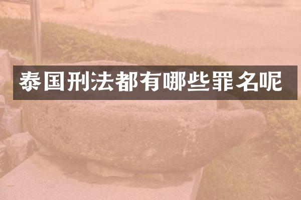 泰国刑法都有哪些罪名呢