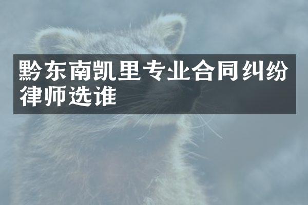 黔东南凯里专业合同纠纷律师选谁