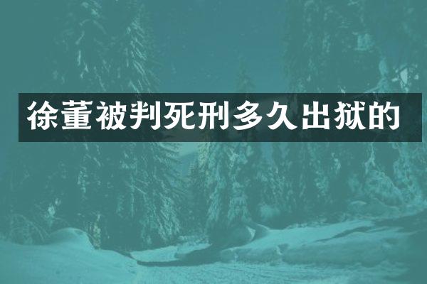 徐董被判死刑多久出狱的