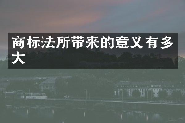 商标法所带来的意义有多大