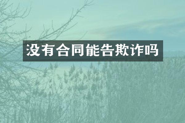 没有合同能告欺诈吗