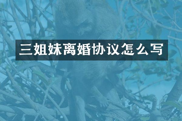 三姐妹离婚协议怎么写
