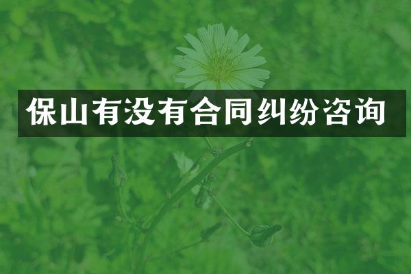 保山有没有合同纠纷咨询