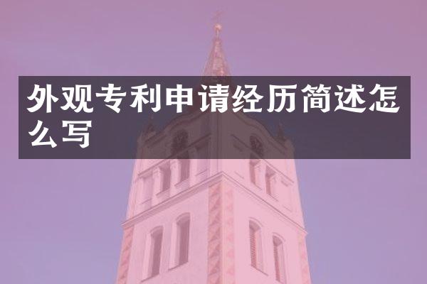 外观专利申请经历简述怎么写